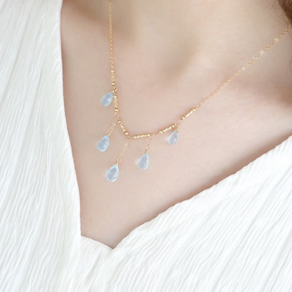 Handmade Natural Topaz Droplet Dainty Necklace - Picture 8 of 10